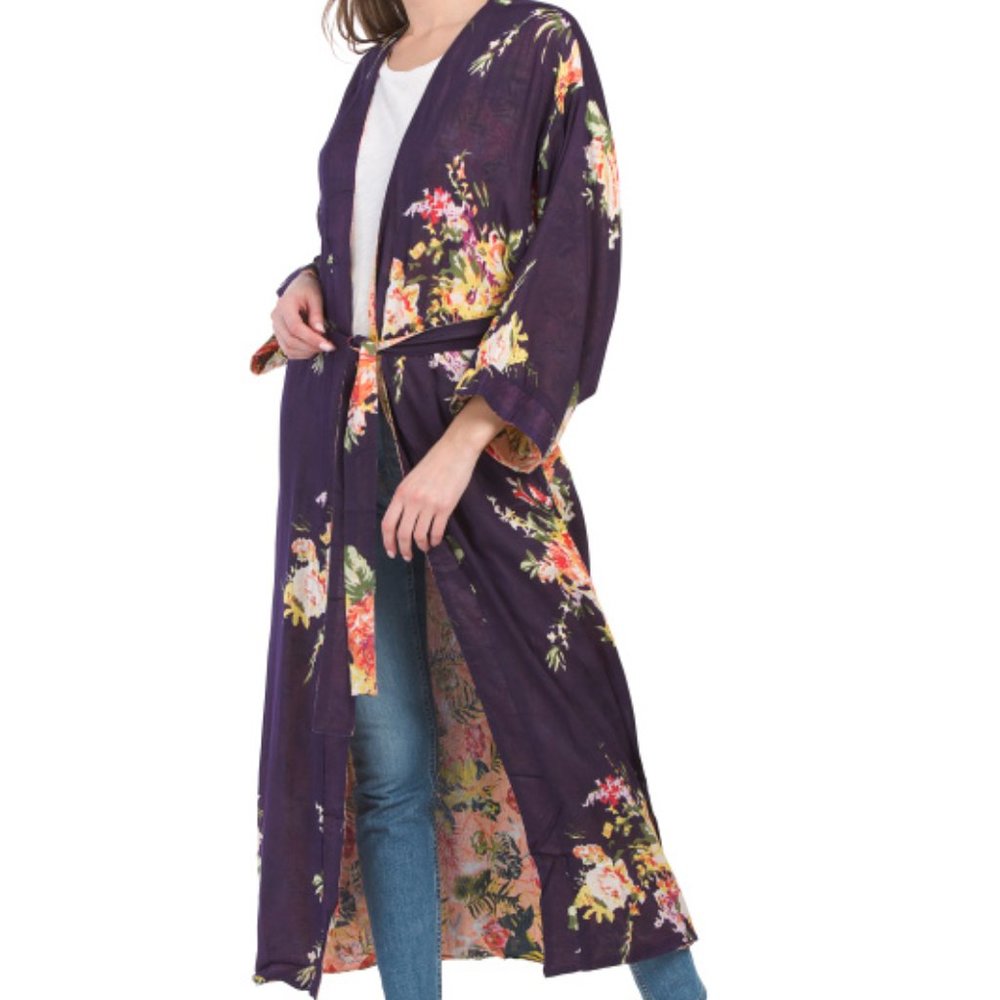 Michael Stars Botanical Floral Reversible Ruana One Size NWT
